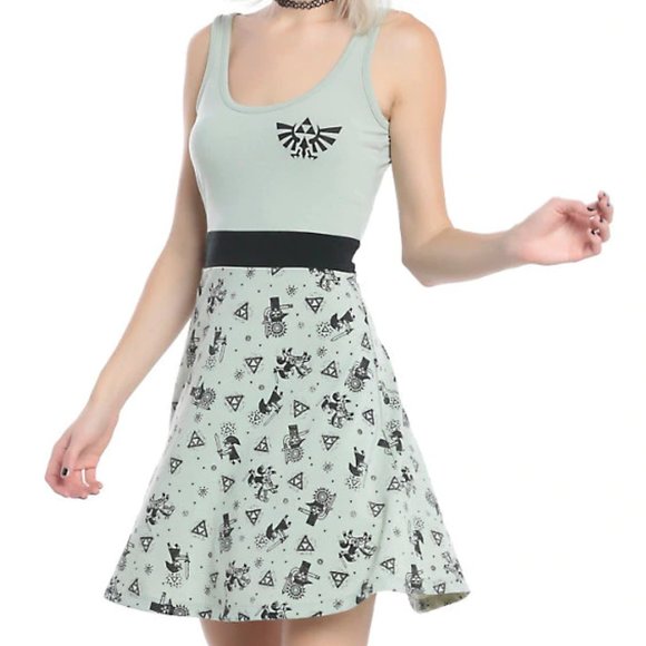 Hot Topic Dresses & Skirts - Legend of Zelda Hylian Crest Stamp Skater Dress